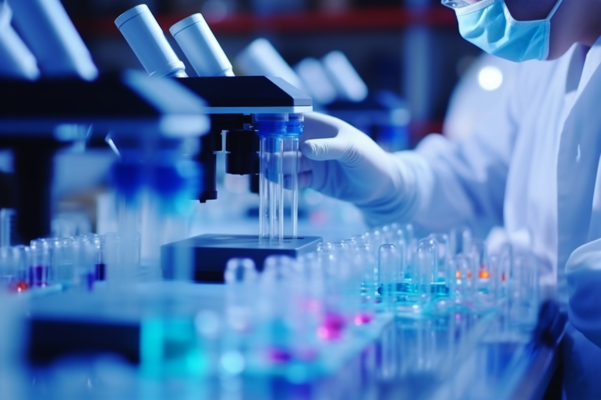 Chemists testing samples