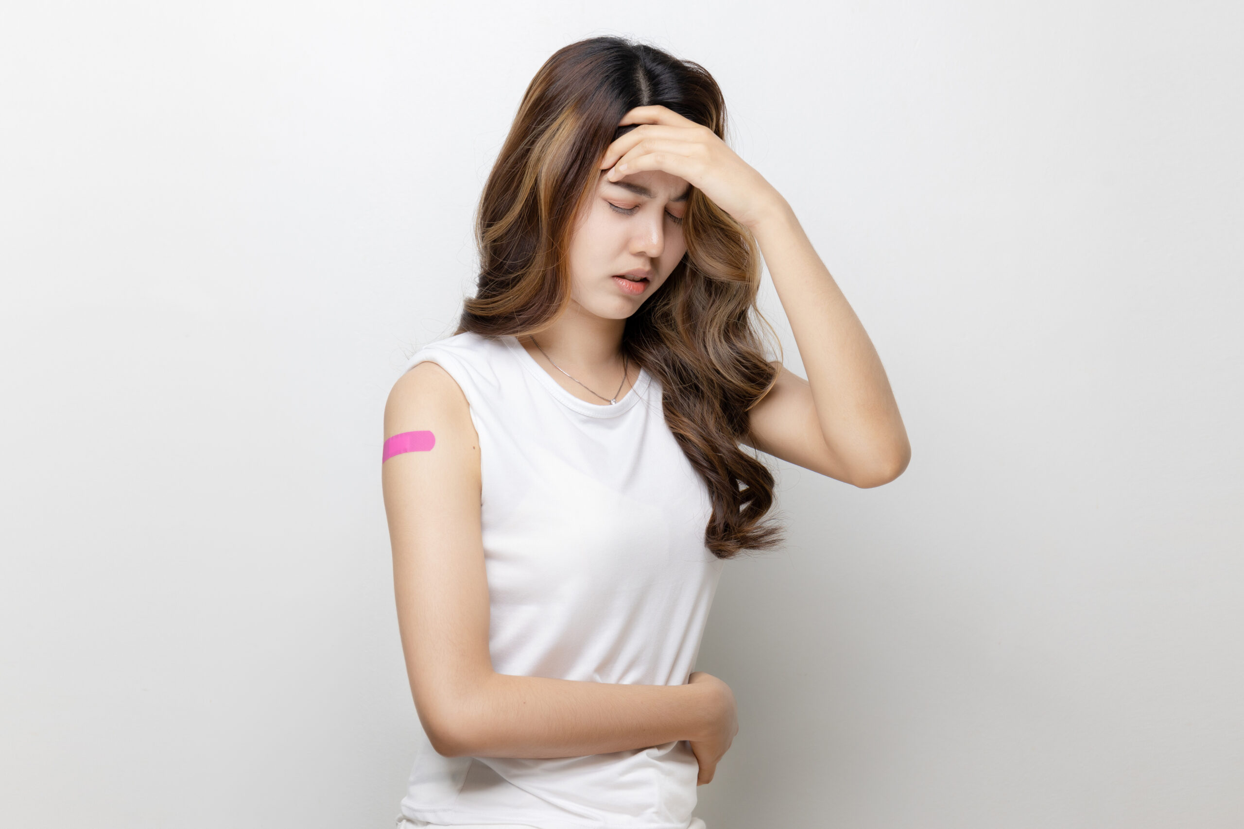 Woman not feeling well after getting a vaccine