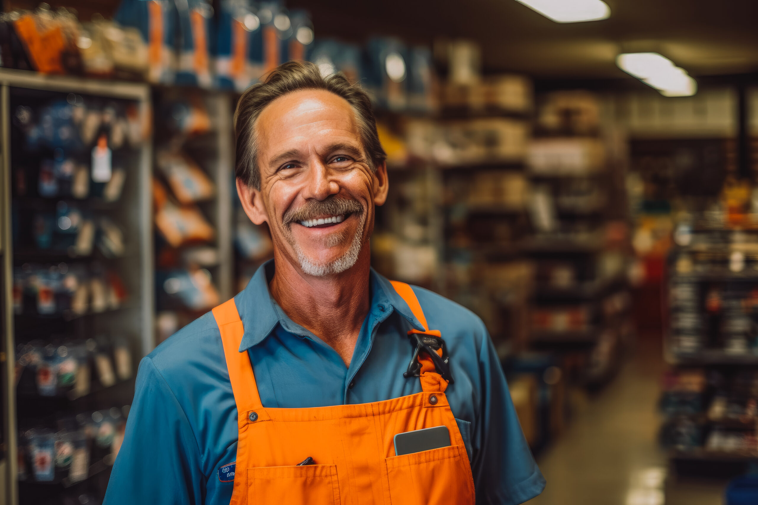 Smiling male hardware store worker
