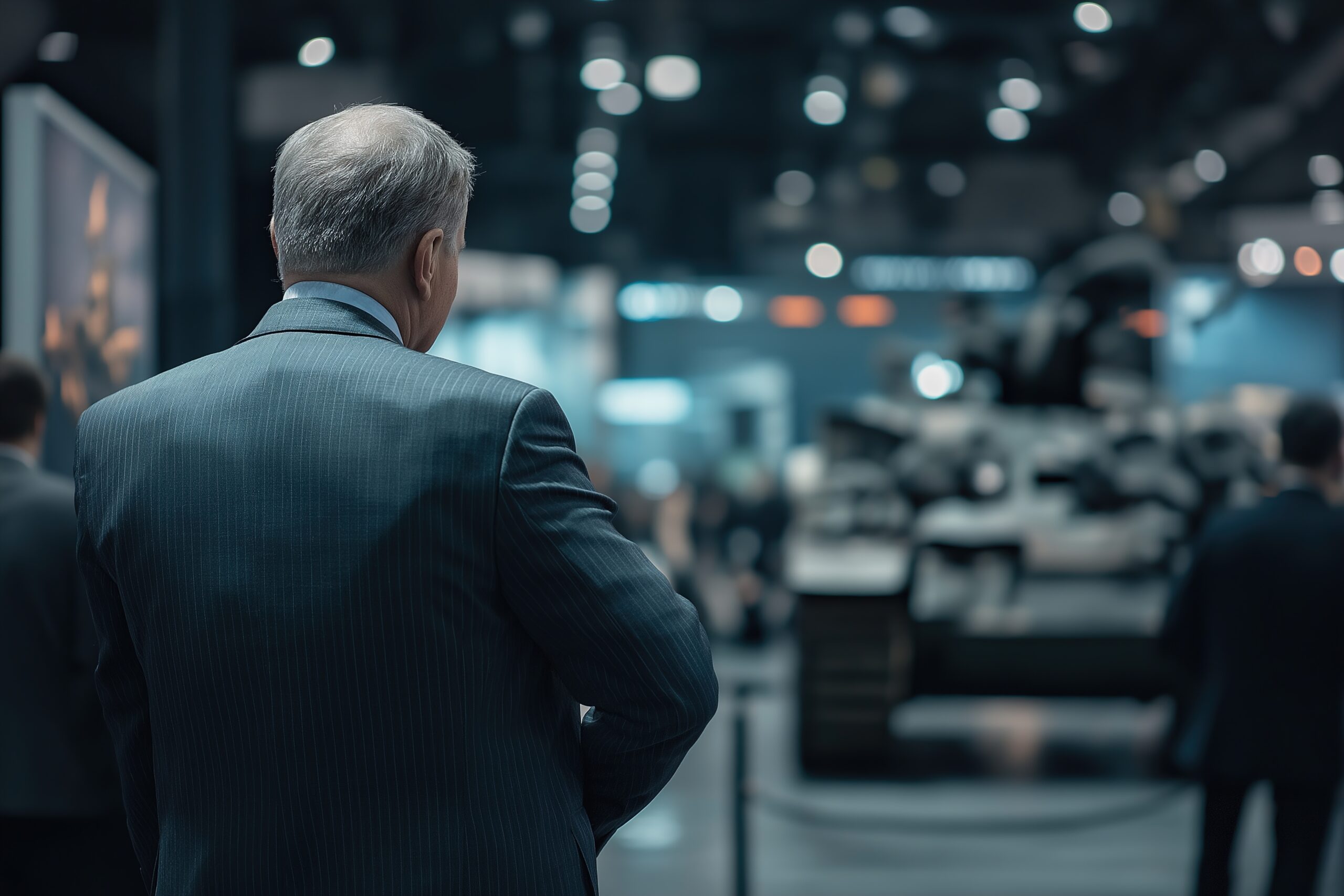 Political leader at a defense expo
