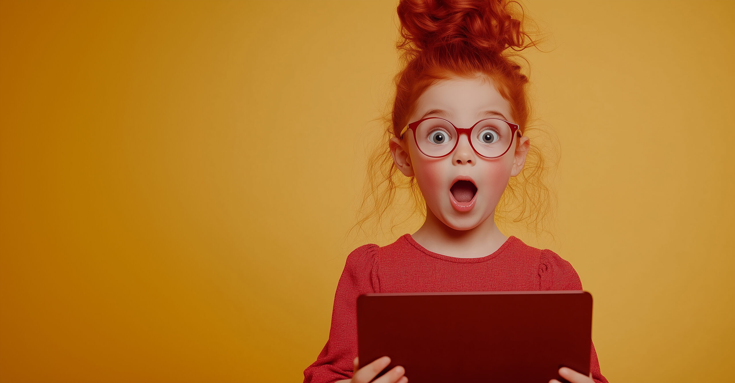 Small girl exclaiming in surprise