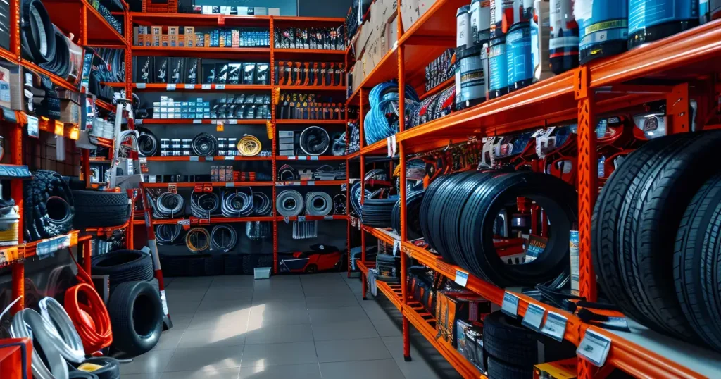 image of stock shelves from an auto part store