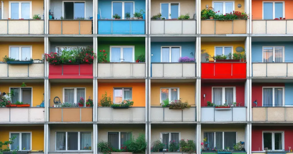 image of apartment building porches