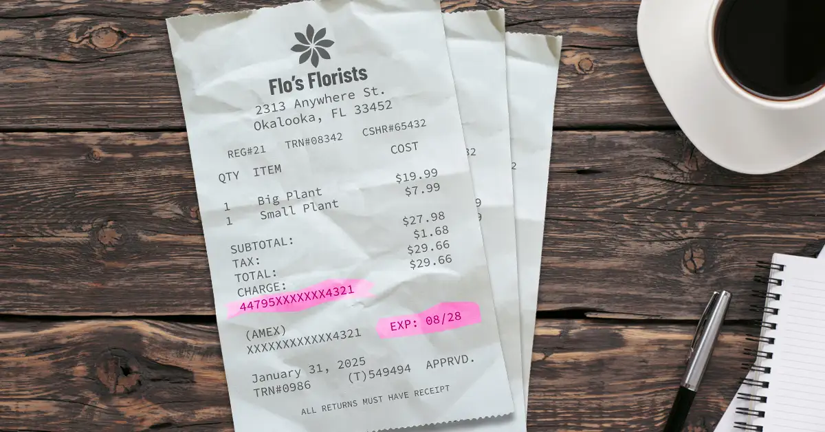 image of receipt with highlight showing facta violation